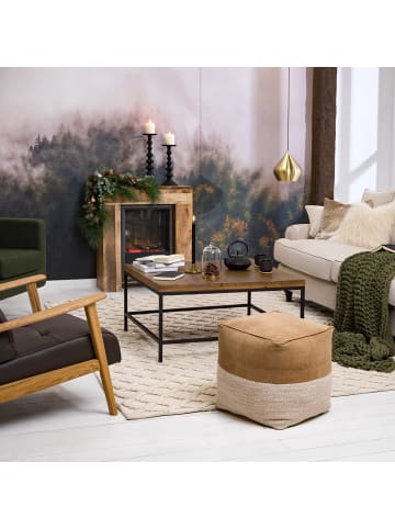 home24 home24 Couchtisch 45 cm (1er Set) - Pinie Dunkel - Altholz Pinie & Metall - 90.0 x 45.0 x 90.0 cm in Pinie Dunkel