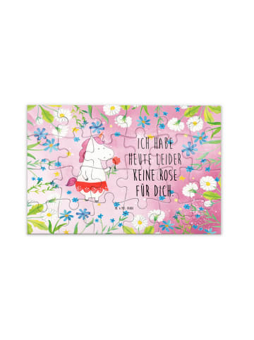 Mr. & Mrs. Panda Puzzle Einhorn Dame mit Spruch in Rot Pastell