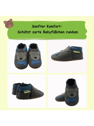 Sayoyo Baby Krabbelschuhe aus Leder, weiche Lauflernschuhe mit rutschfester Sohle 