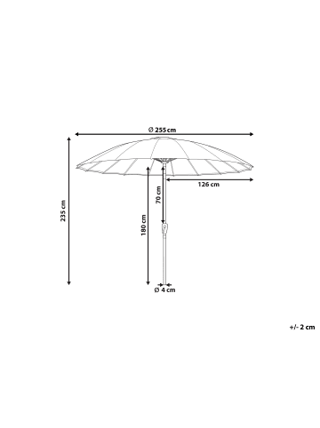 Beliani Marktschirm BAIA in Grau/Schwarz - (W) 255 x (H) 235 x (L) 255 cm