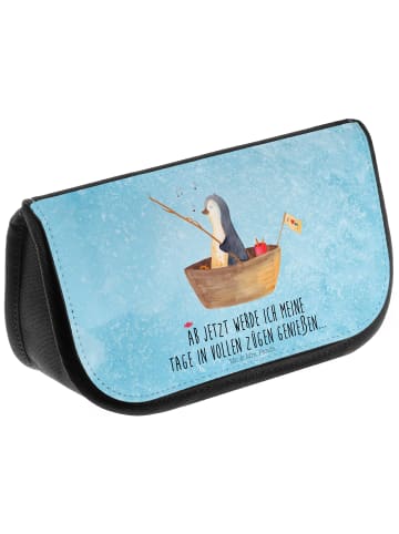 Mr. & Mrs. Panda kosmetiktäschchen Pinguin Angelboot mit Spruch in Eisblau