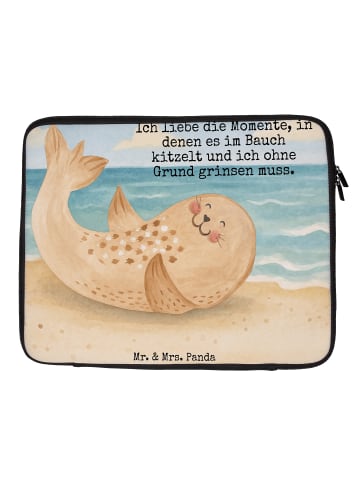 Mr. & Mrs. Panda Hülle Laptop Robbe Liegen Design mit Spruch in Weiß
