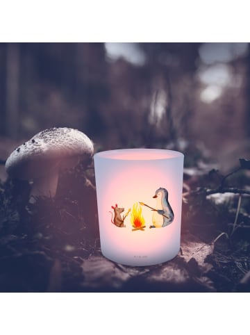 Mr. & Mrs. Panda Kerze Pinguin Lagerfeuer ohne Spruch in Transparent