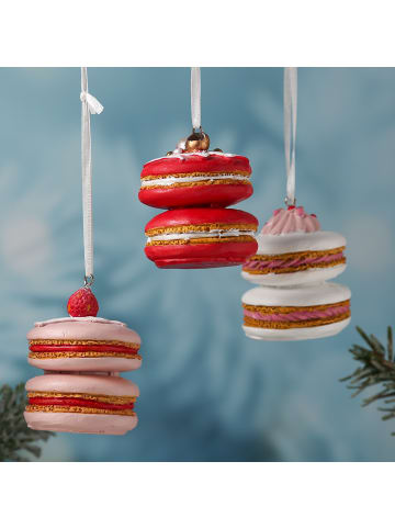 MARELIDA Baumschmuck Macaron Keks Anhänger in rot