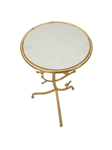 Mauro Ferretti Couchtisch aus goldfarbenem Metall und Marmor, ø 38 x 60 cm