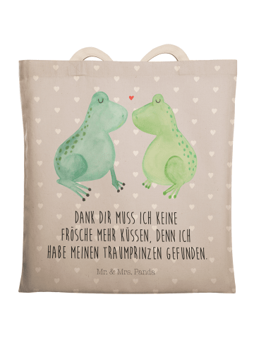 Mr. & Mrs. Panda Einkaufstasche Frosch Liebe mit Spruch in Grau Pastell