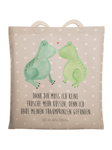 Mr. & Mrs. Panda Tasche Frosch Liebe mit Spruch in Grau Pastell