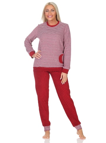 NORMANN Frottee Schlafanzug langarm Bündchen Tupfen Optik - 87163 in Ringel