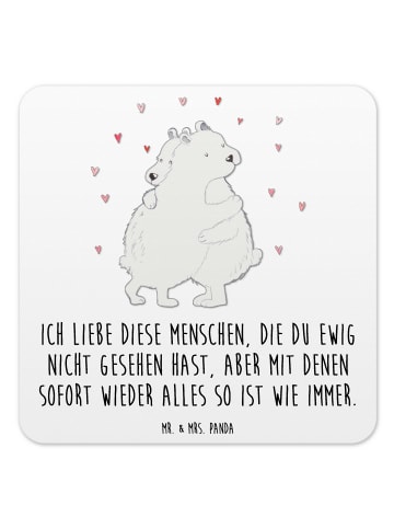 Mr. & Mrs. Panda Coaster Eisbär Umarmen mit Spruch in Weiß