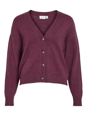 Vila Stylischer Strick-Cardigan mit Knopfleiste und V-Ausschnitt in Bordeaux