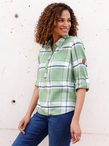 WITT WEIDEN Flanellbluse in eucalyptus-ecru-kariert