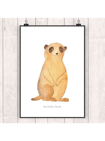 Mr. & Mrs. Panda Wandbild Erdmännchen ohne Spruch in Weiß