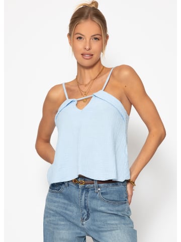 SASSYCLASSY Musselin Top aus Baumwolle in Hellblau