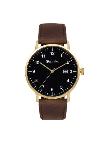 Gigandet Quarzuhr Herrenuhr "MINIMALISM" in Braun/Gold/Schwarz