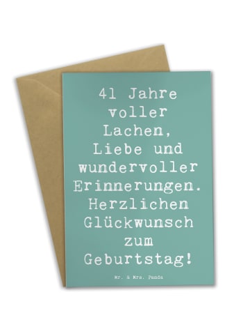 Mr. & Mrs. Panda Glückwunschkarte Spruch 41. Geburtstag Freude m... in Meeresbrise