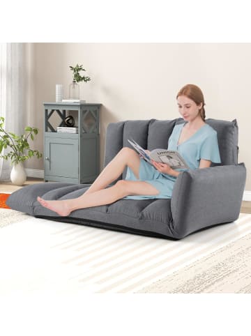 COSTWAY Bodensofa mit 5-Fach Verstellbarer Rückenlehne & Armlehnen in Grau