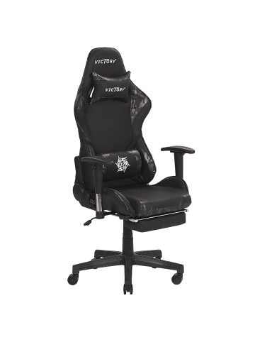 Beliani Gaming Stuhl VICTORY in Schwarz/Weiß/Grau - (W) 55 x (H) 124 x (L) 60 cm