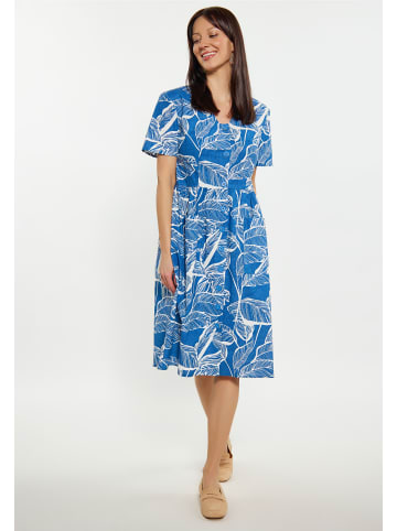 Usha Damen Kleid in Blau Wollweiss