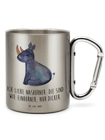 Mr. & Mrs. Panda Campingtasse Einhorn Nashorn mit Spruch in Silber