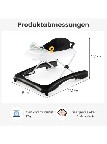 COSTWAY 3 in 1 Lauflernhilfe klappbar in Schwarz