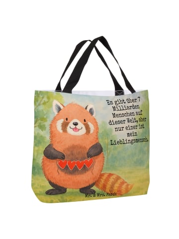 Mr. & Mrs. Panda Tote Bag Roter Panda Design mit Spruch in Weiß