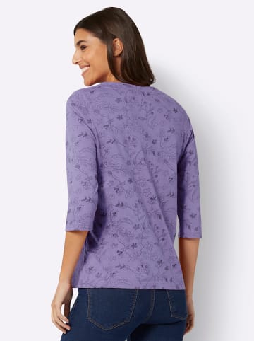 Sieh an! 3/4-Arm-Shirt in lavendel-graphit-bedruckt