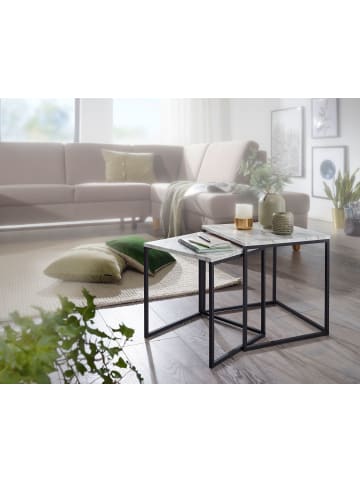 KADIMA DESIGN Design Beistelltisch 2er Set Marmor Optik , Couchtisch 2 teilig
