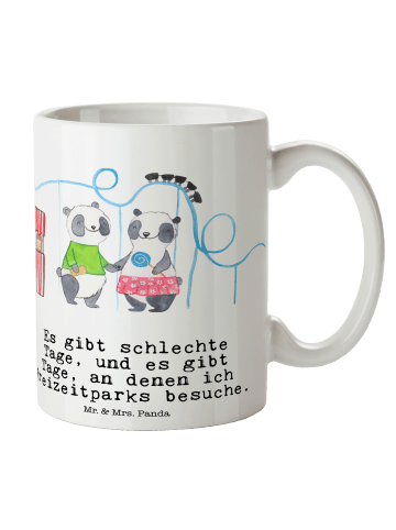 Mr. & Mrs. Panda Tasse Pandas Freizeitpark besuchen mit Spruch in Weiß