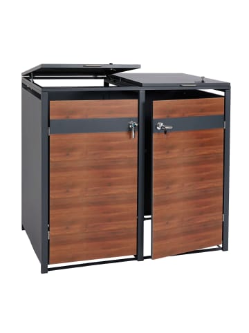 MCW XL 2er/4er-Mülltonnenverkleidung J82, Kirsche-Holzoptik dunkelbraun