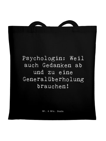 Mr. & Mrs. Panda Tasche Spruch Psychologin Gedanken mit Spruch in Schwarz