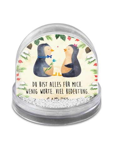 Mr. & Mrs. Panda Schneekugel Pinguin Pärchen mit Spruch in Naturpapier