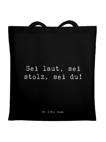 Mr. & Mrs. Panda Tasche Spruch Sei du Mutig mit Spruch in Schwarz