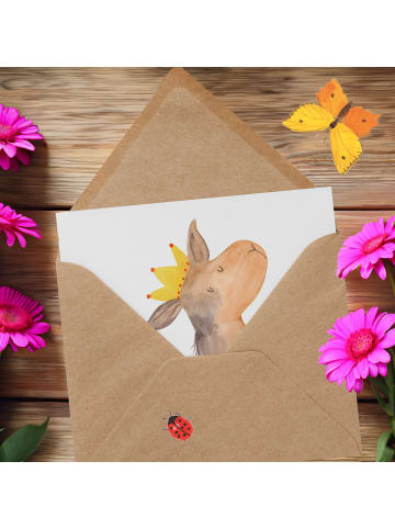 Mr. & Mrs. Panda Einladungskarte Lamakopf König ohne Spruch in Weiß