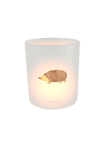 Mr. & Mrs. Panda Glas Windlicht Igel Herzen ohne Spruch in Transparent