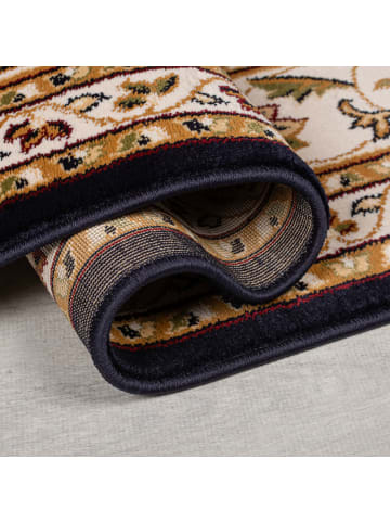 KADIMA DESIGN Orientteppich Bordüre floral klassischer Wohnzimmer-Teppich in Dunkelblau