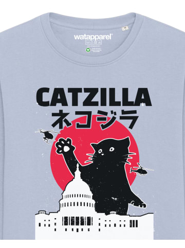 wat? Apparel Sweatshirt Catzilla in Serene Blue