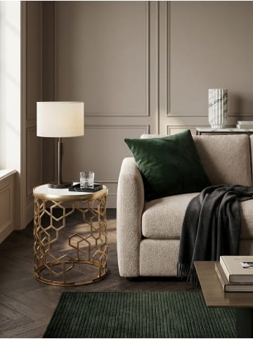 KADIMA DESIGN Beistelltisch "Alba": Marmorstruktur, goldfarbenes Metallgestell, 44 cm