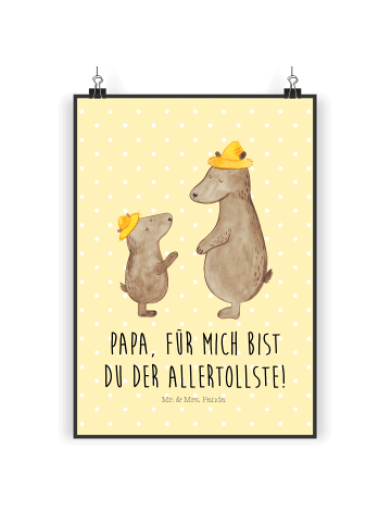 Mr. & Mrs. Panda Poster Bären mit Hut mit Spruch in Gelb Pastell