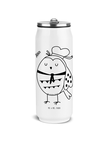 Mr. & Mrs. Panda Edelstahl Trinkflasche Eule Matrose ohne Spruch in Weiß