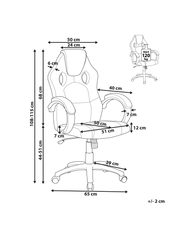 Beliani Gaming Stuhl FIGHTER in Schwarz/Violett - (W) 65 x (H) 108 x (L) 65 cm