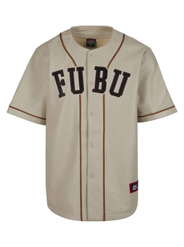FUBU FUBU Herren FM233-007-1 FUBU College Leather Baseball Jersey in creme/black/brown