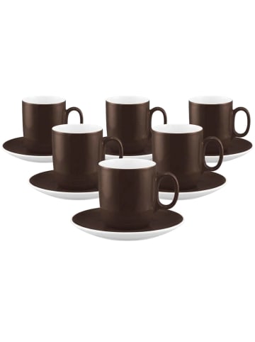 6er Set Kaffeebecher mit Untere Sento Home Pure Colors in Chocolate Brown 400 ml