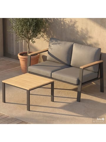home24 Loungeset Aviel 2-teilig Kombi B in Grau / Braun