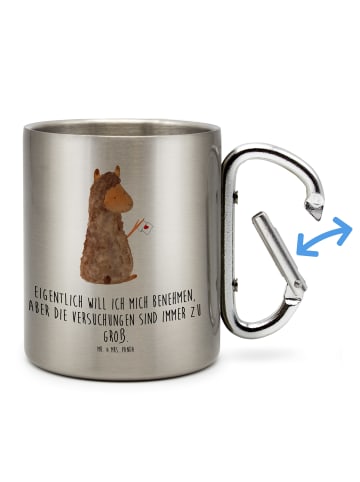 Mr. & Mrs. Panda Tasse Alpaka Fahne mit Spruch in Silber