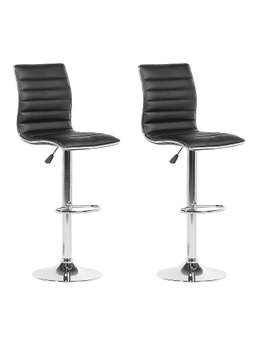 Beliani 2-tlg Drehhocker LUCERNE in Schwarz/Silber