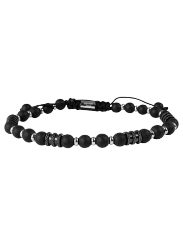 Adeliás Unisex Armband – Kugelarmband aus Edelstahl mit Onyx 19 cm in silber
