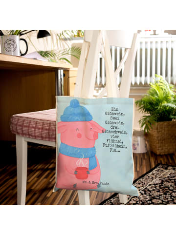 Mr. & Mrs. Panda Beutel Schweinchen Glühwein Design mit Spruch in Weiß