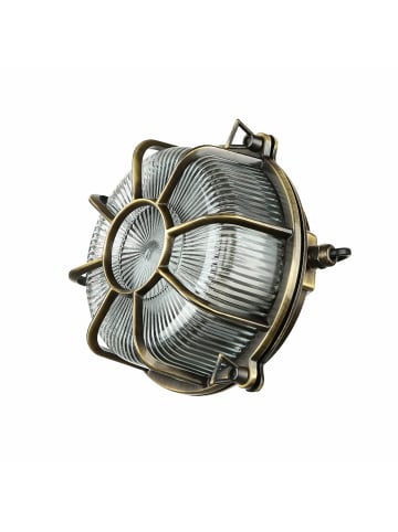 Licht-Erlebnisse Außen Wandlampe Ø 18 x (H)22 cm in Messing AntikMessing Antik