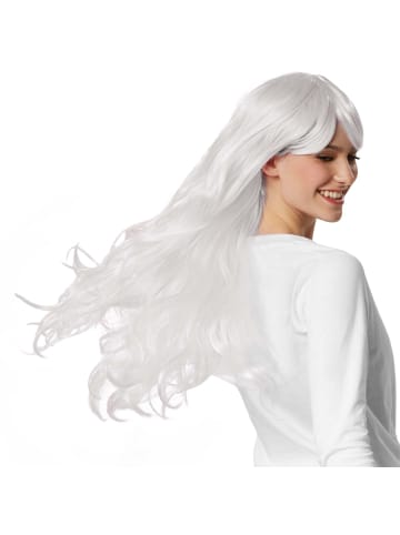 tectake Langhaarperücke mit schön fallenden Locken, weiß