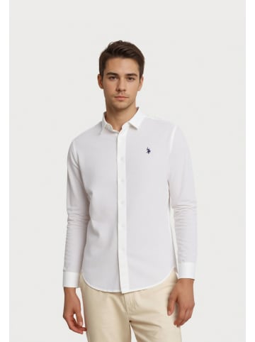 U.S. Polo Assn. Hemd 'Leinen-Shirt' in weiß